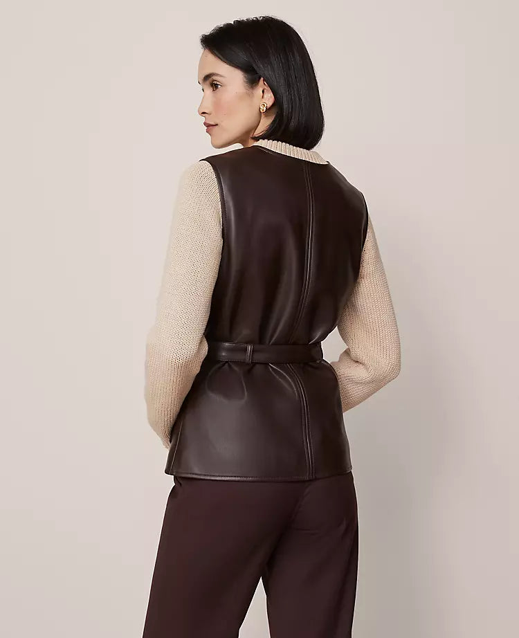 Belted Faux Leather Vest