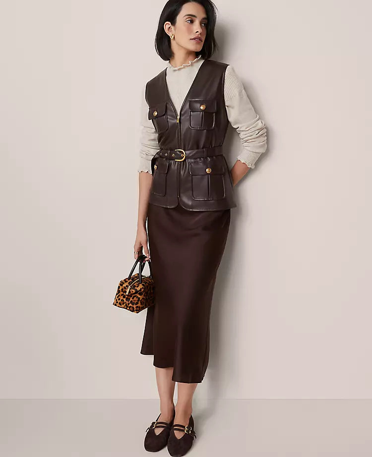 Belted Faux Leather Vest