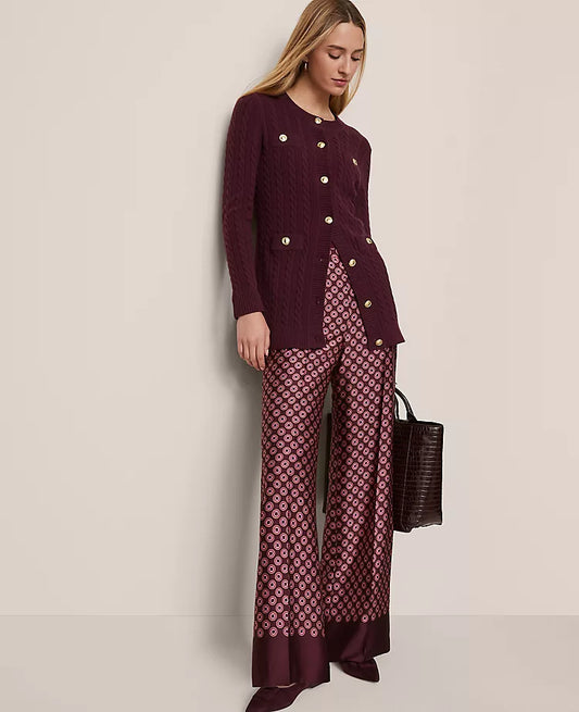 The Wide-Leg Pant in Satin Geo Print