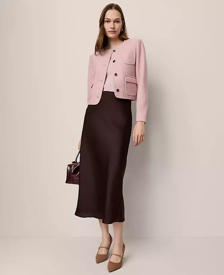 Satin Bias Midi Slip Skirt