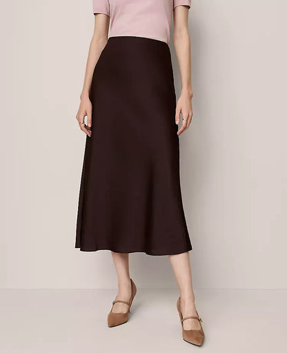 Satin Bias Midi Slip Skirt
