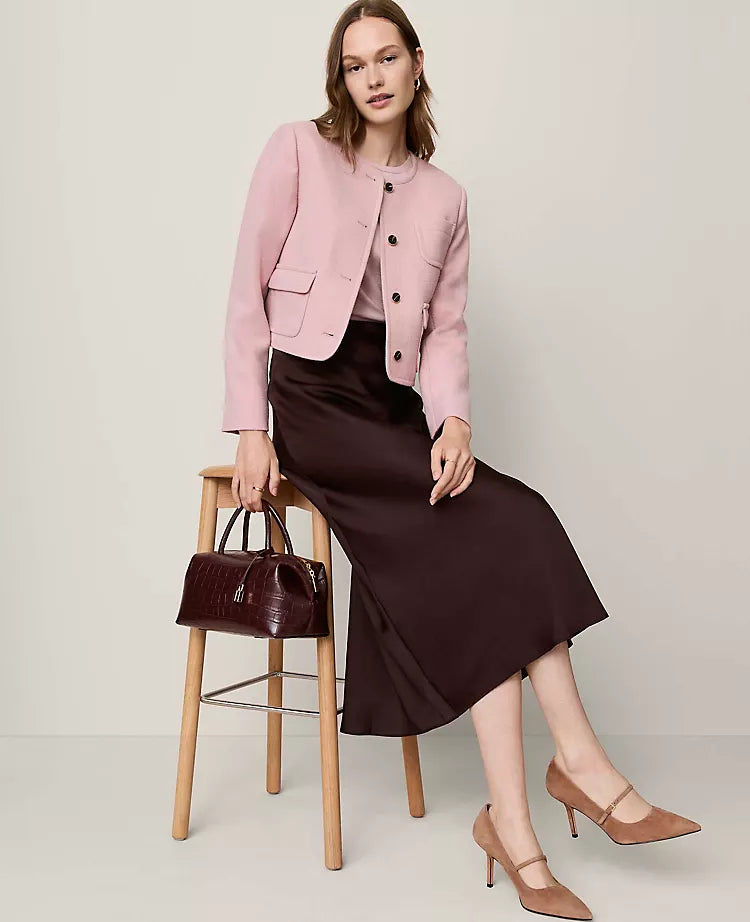 Satin Bias Midi Slip Skirt