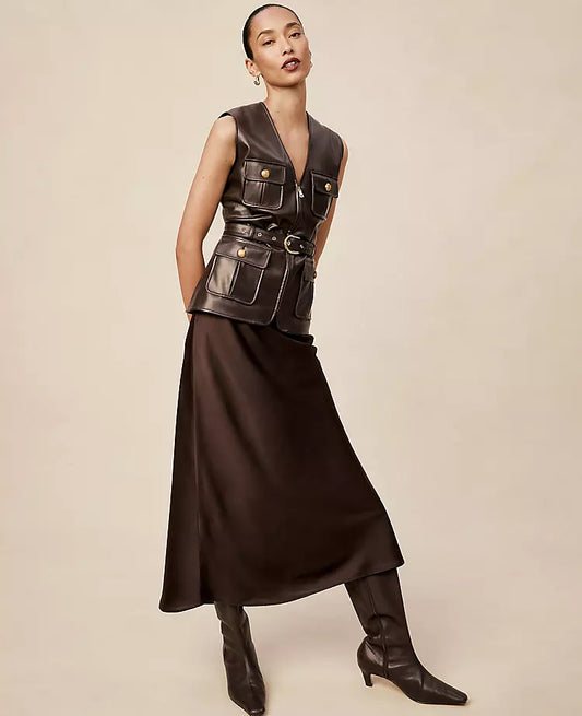 Satin Bias Midi Slip Skirt