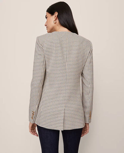 Houndstooth Split Hem Jacket