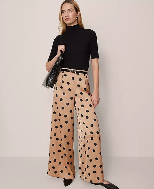 The Dotted Dramatic Wide-Leg Satin Pant