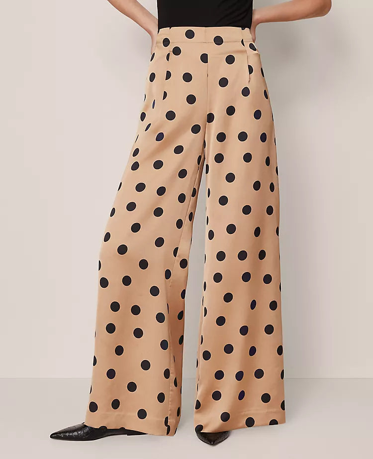 The Dotted Dramatic Wide-Leg Satin Pant